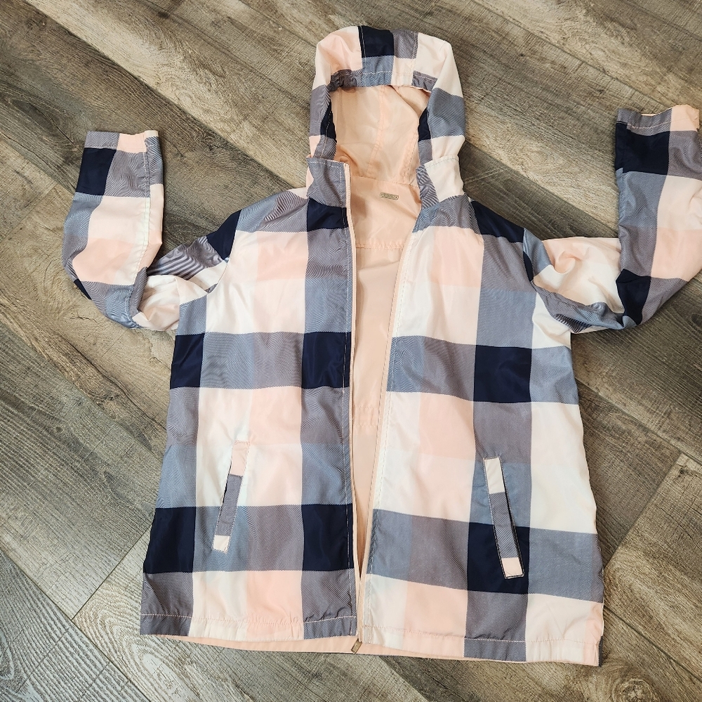 Cavalini Reversible Peach and Blue‎ Raincoat with Hood Size: L